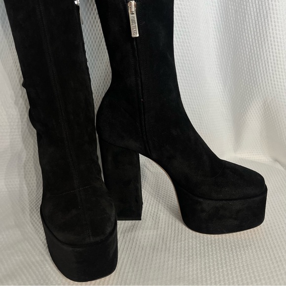 Paris Texas Black Suede Knee Length Boots Size 37 New Without Tags - Picture 10 of 12